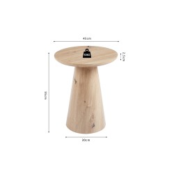 Table basse Lukas 45 cm Chêne Vieilli – MDF avec bord relevé, Ø 45 × H 55 cm