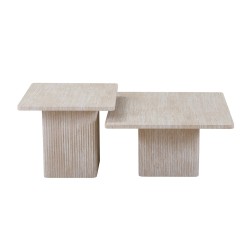Set tables basses Bobby travertin beige – MDF 25 mm 3D, set de 2, ref. 3085-1