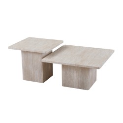 Set tables basses Bobby travertin beige – MDF 25 mm 3D, set de 2, ref. 3085-1