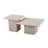 Set tables basses Bobby travertin beige – MDF 25 mm 3D, set de 2, ref. 3085-1