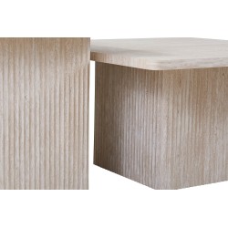 Set tables basses Bobby travertin beige – MDF 25 mm 3D, set de 2, ref. 3085-1