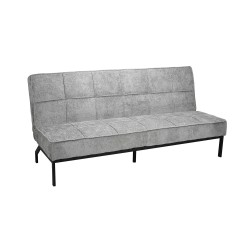 canapé-lit, Konya, gris, canapé convertible, mousse froide, bois d’eucalyptus, meuble compact, couchage d’appoint, gain de place