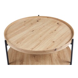 Table basse Dalina ronde Ø 80 cm décor Chêne Vieilli – MDF, bord relevé