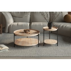 Table basse Dalina 45 cm Chêne Vieilli – MDF bord relevé, compacte & élégante