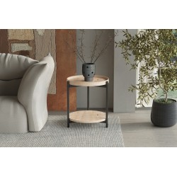 Table basse Dalina 45 cm Chêne Vieilli – MDF bord relevé, compacte & élégante