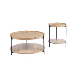 Table basse Dalina 45 cm Chêne Vieilli – MDF bord relevé, compacte & élégante