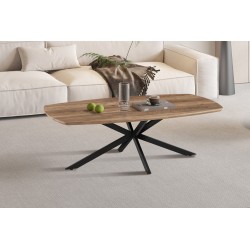 Table basse Aziz décor Mango – MDF 25 mm, pieds métal, 130 × 70 × 42,5 cm