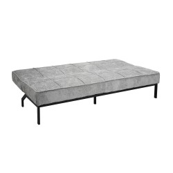 canapé-lit, Konya, gris, canapé convertible, mousse froide, bois d’eucalyptus, meuble compact, couchage d’appoint, gain de place