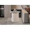 Table basse Lagos Ø 50 cm Travertin Beige – Plateau MDF 25 mm 3D, H 46 cm