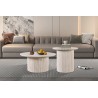 Table basse Lagos Ø 50 cm Travertin Beige – Plateau MDF 25 mm 3D, H 46 cm