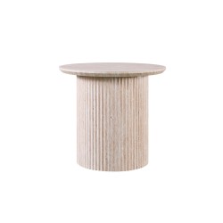 Table basse Lagos Ø 50 cm Travertin Beige – Plateau MDF 25 mm 3D, H 46 cm