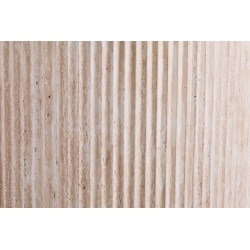 Table basse Lagos Ø 50 cm Travertin Beige – Plateau MDF 25 mm 3D, H 46 cm