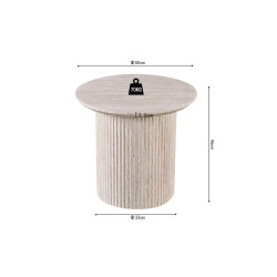 Table basse Lagos Ø 50 cm Travertin Beige – Plateau MDF 25 mm 3D, H 46 cm