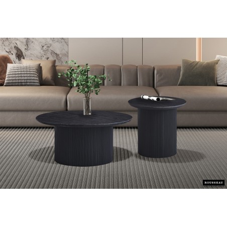 Table basse Lagos 80 cm Brun Foncé – MDF 25 mm 3D, Ø 80 × H 38 cm