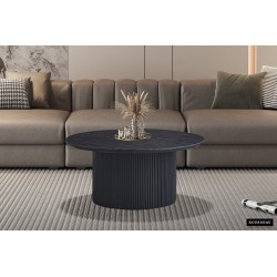 Table basse Lagos 80 cm Brun Foncé – MDF 25 mm 3D, Ø 80 × H 38 cm