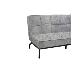 canapé-lit, Konya, gris, canapé convertible, mousse froide, bois d’eucalyptus, meuble compact, couchage d’appoint, gain de place