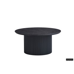 Table basse Lagos 80 cm Brun Foncé – MDF 25 mm 3D, Ø 80 × H 38 cm