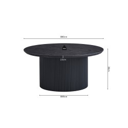 Table basse Lagos 80 cm Brun Foncé – MDF 25 mm 3D, Ø 80 × H 38 cm