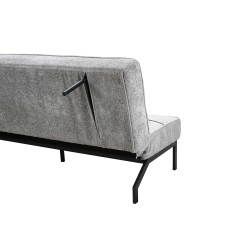 canapé-lit, Konya, gris, canapé convertible, mousse froide, bois d’eucalyptus, meuble compact, couchage d’appoint, gain de place