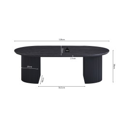 Table basse Lagos 120 cm ovale – MDF 25 mm brun foncé 3D, décor élégant
