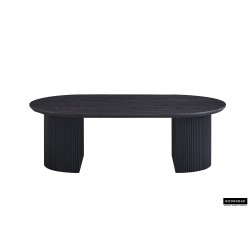 Table basse Lagos 120 cm ovale – MDF 25 mm brun foncé 3D, décor élégant