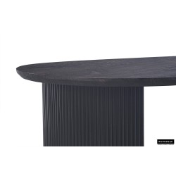 Table basse Lagos 120 cm ovale – MDF 25 mm brun foncé 3D, décor élégant
