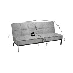 canapé-lit, Konya, gris, canapé convertible, mousse froide, bois d’eucalyptus, meuble compact, couchage d’appoint, gain de place