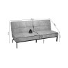canapé-lit, Konya, gris, canapé convertible, mousse froide, bois d’eucalyptus, meuble compact, couchage d’appoint, gain de place