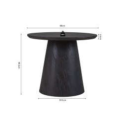 Table d’appoint Miklos ronde 60 cm brun foncé – MDF 25 mm, H 49,5 cm