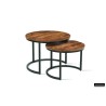 Set tables basses Goja Bois de manguier & métal – 50/60 × 38/45 cm