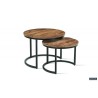 Set tables basses Goja Bois de manguier & métal – 50/60 × 38/45 cm