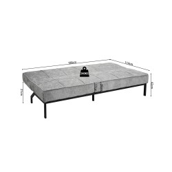 canapé-lit, Konya, gris, canapé convertible, mousse froide, bois d’eucalyptus, meuble compact, couchage d’appoint, gain de place