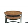 Set tables basses Goja Bois de manguier & métal – 50/60 × 38/45 cm