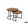 Set tables basses Goja Bois de manguier & métal – 50/60 × 38/45 cm