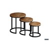 Set de 3 tables d’appoint Plano mango – bois massif & métal, Hauteurs 30/37/45 cm