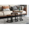 Set de 3 tables d’appoint Plano mango – bois massif & métal, Hauteurs 30/37/45 cm
