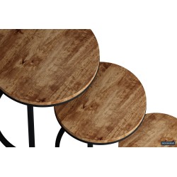 Set de 3 tables d’appoint Plano mango – bois massif & métal, Hauteurs 30/37/45 cm