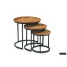 Set de 3 tables d’appoint Plano mango – bois massif & métal, Hauteurs 30/37/45 cm