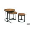 Set de 3 tables d’appoint Plano mango – bois massif & métal, Hauteurs 30/37/45 cm