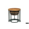 Set de 3 tables d’appoint Plano mango – bois massif & métal, Hauteurs 30/37/45 cm