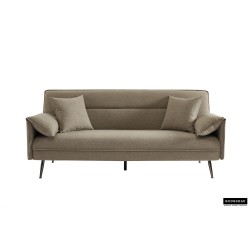 canapé-lit, Sivas, beige, gris, canapé convertible, mousse froide, bois d’eucalyptus, canapé gain de place, couchage d’appoint