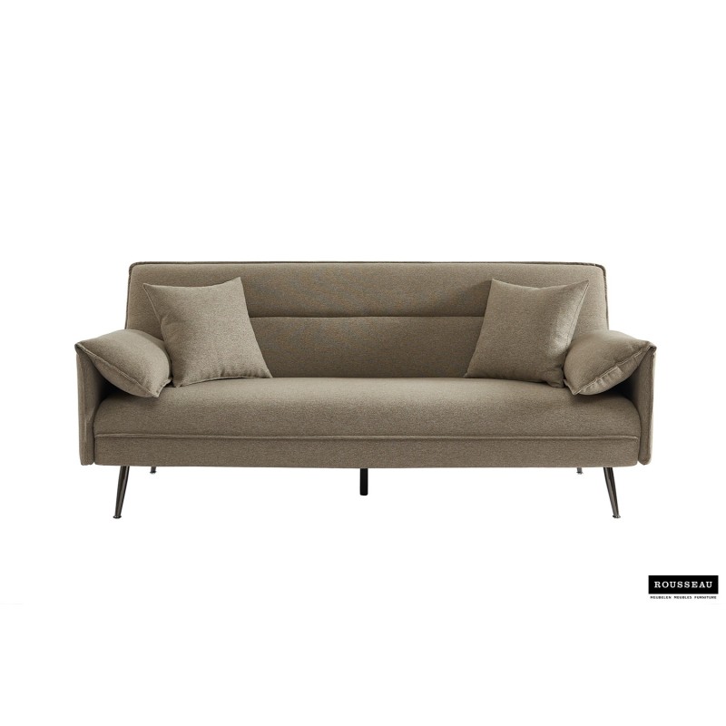 canapé-lit, Sivas, beige, gris, canapé convertible, mousse froide, bois d’eucalyptus, canapé gain de place, couchage d’appoint