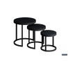 Set de 3 tables d’appoint Plano — Manguier noir sur structure métal, Ø 30/37/45 cm