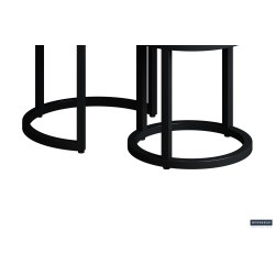 Set de 3 tables d’appoint Plano — Manguier noir sur structure métal, Ø 30/37/45 cm
