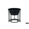 Set de 3 tables d’appoint Plano — Manguier noir sur structure métal, Ø 30/37/45 cm