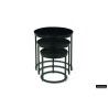 Set de 3 tables d’appoint Plano — Manguier noir sur structure métal, Ø 30/37/45 cm
