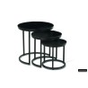 Set de 3 tables d’appoint Plano — Manguier noir sur structure métal, Ø 30/37/45 cm
