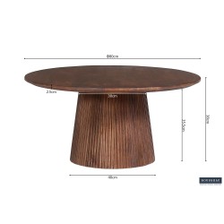 Table basse Miguel 80 cm Bois de manguier massif clair – Ø 80 × H 38 cm