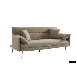 canapé-lit, Sivas, beige, gris, canapé convertible, mousse froide, bois d’eucalyptus, canapé gain de place, couchage d’appoint