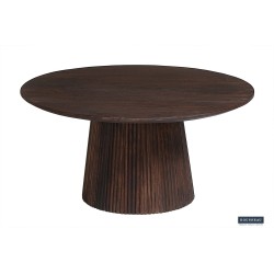 Table basse Miguel 80 cm foncé – Bois de manguier massif, Ø 80 × H 38 cm